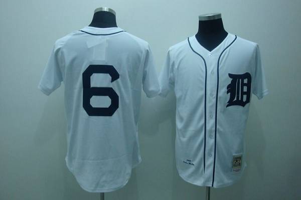 Mitchell and Ness Tigers #6 Al Kaline Stitched White Throwback MLB Jersey